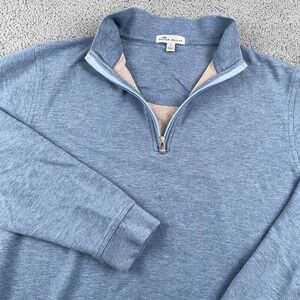Peter Millar Sweater Mens Medium Blue 1/4 Zip Crown Comfort Interlock Pullover